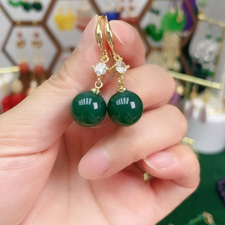 玛瑙/玉髓耳钉合金