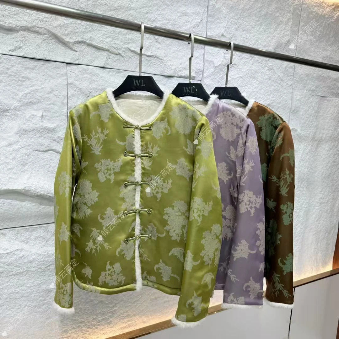 【倾云】高端气质国风新中式水貂毛厚款上衣外套 KK2677