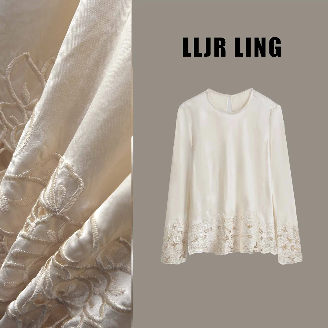 【向姐】春日氛围感印花褶皱圆领衬衫女气质优雅时尚休闲上衣2585