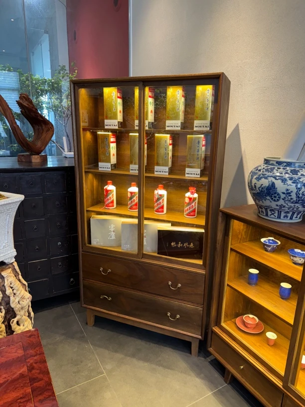 老株木诧寂风实木收纳柜茶室展示柜居家装饰储物柜客厅简约边柜