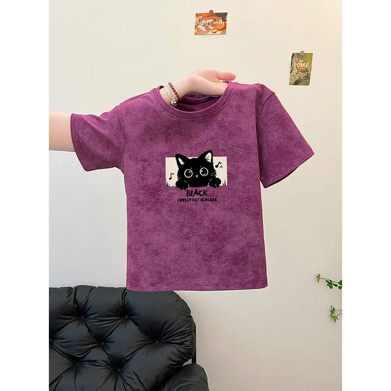 复古扎染短袖t恤女2025新款爆款夏季时尚洋气短款小个子纯棉上衣