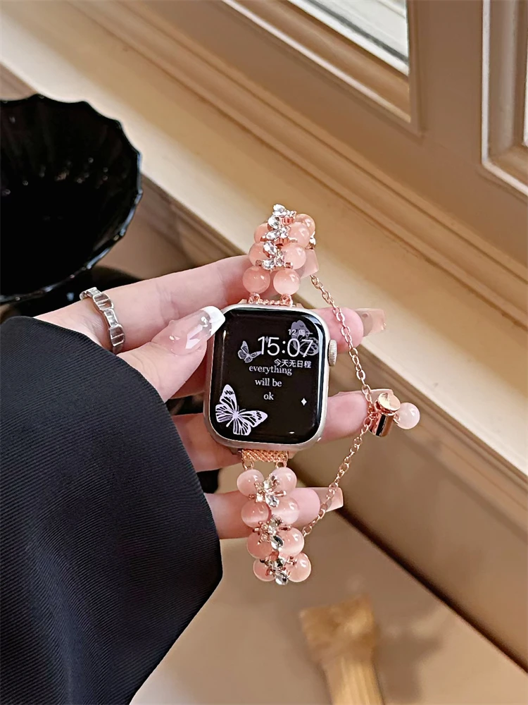 蝴蝶闪钻高级感智能手表表链小众ins高颜值ApplewatchS9/8华为9/8