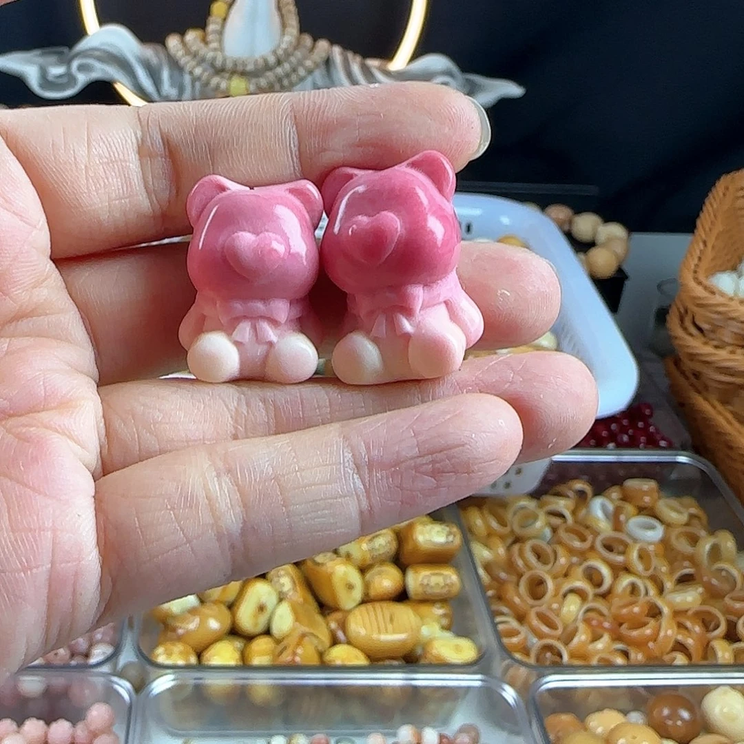 菩提根/象牙果手串瑕疵牙果粉熊2颗有裂
