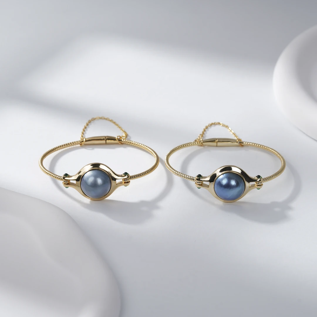 【云上叙】S925银马贝珍珠手镯-多样性发一件-15mm-V33407-M（甄选）