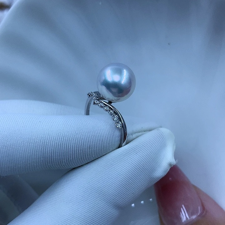 海水珍珠戒指18K金镶嵌