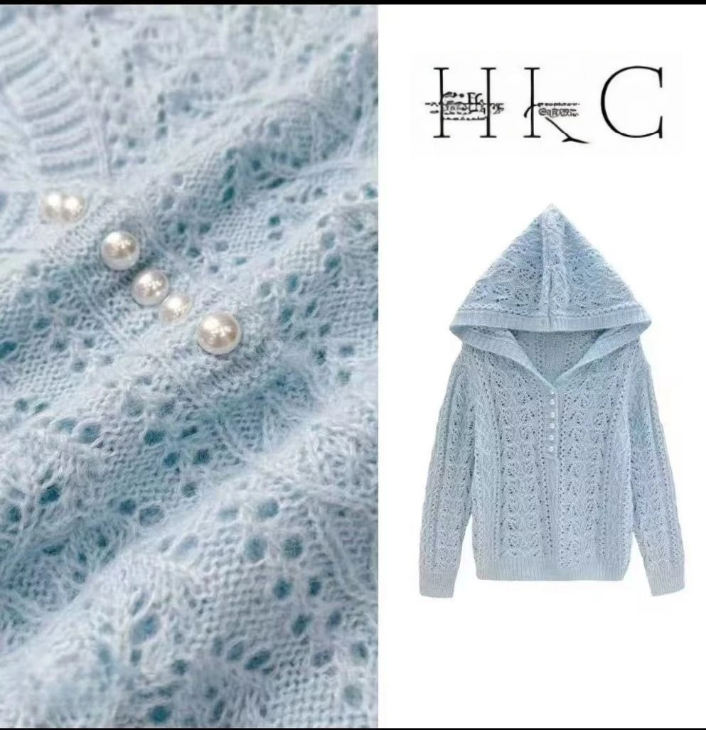 【大眼妹儿专属】阳春三月~2025早春时尚气质长袖针织帽衫女9326