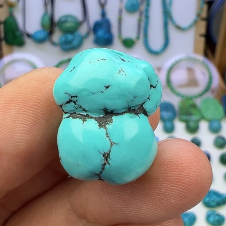 云盖高瓷蓝水草纹随型