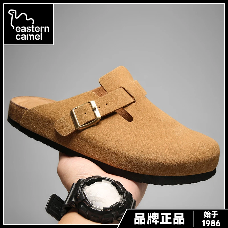 东方骆驼软木勃肯拖鞋男女同款休闲包头拖鞋复古情侣真皮半拖鞋