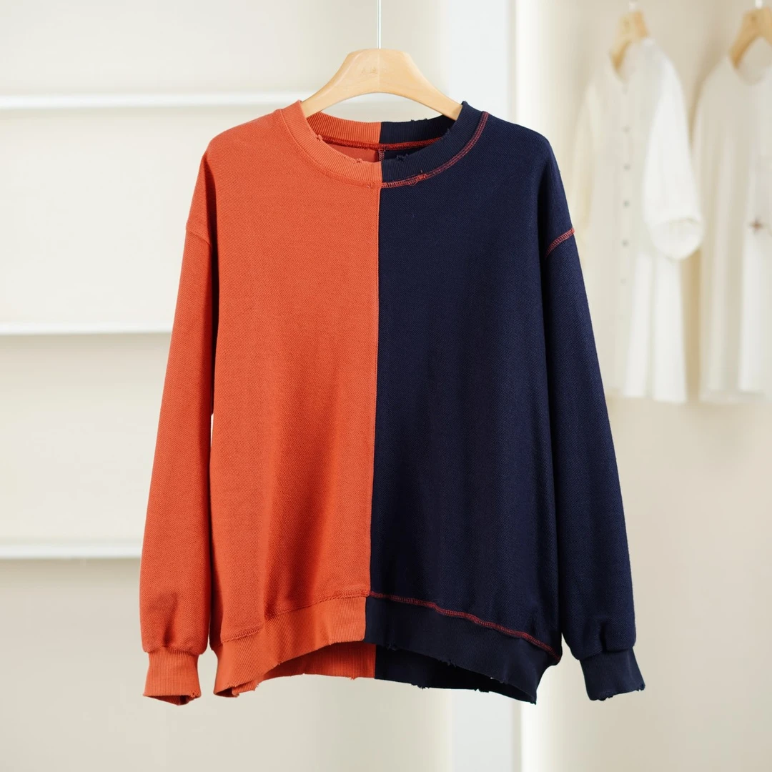 麦迪尚品【夕Y】50909253 含棉拼色圆领卫衣春季女装专柜正品