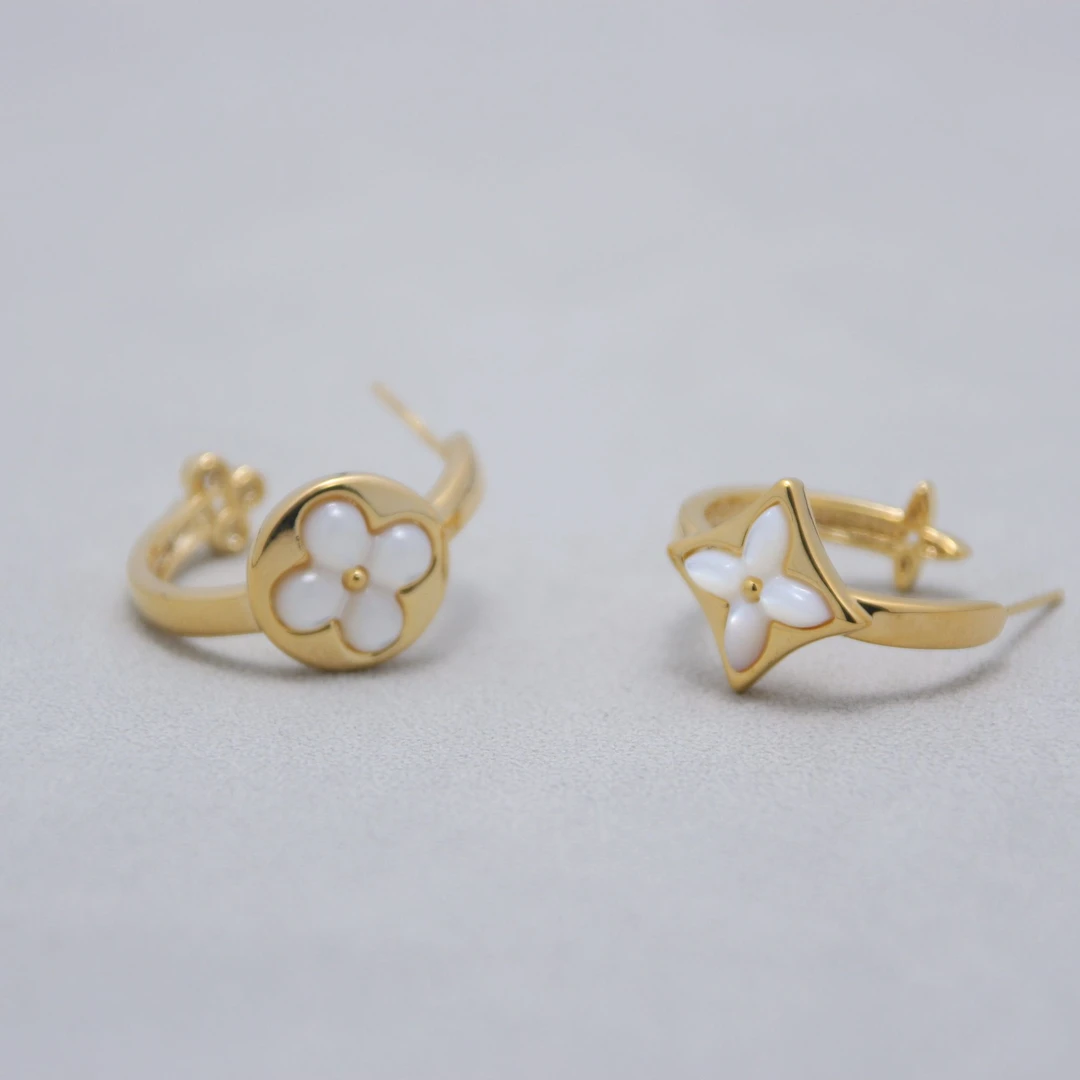 铜合金合成锆石耳饰 069简约镶嵌耳扣轻奢金色耳环百搭欧美素款