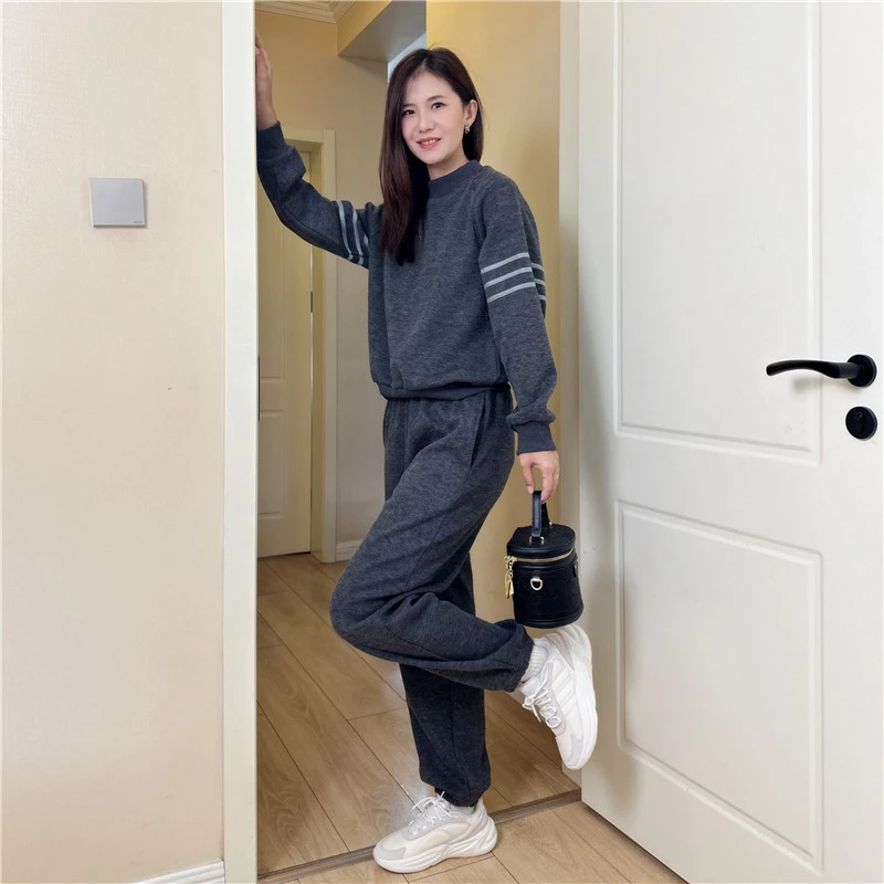 加绒加厚卫衣运动套装女秋冬季2025新款休闲高级感减龄穿搭一整套