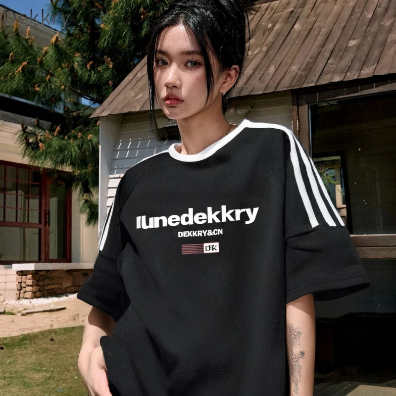 Dekkry韩版时尚夏季T恤百搭国潮情侣装ins印花街头嘻哈短袖美式