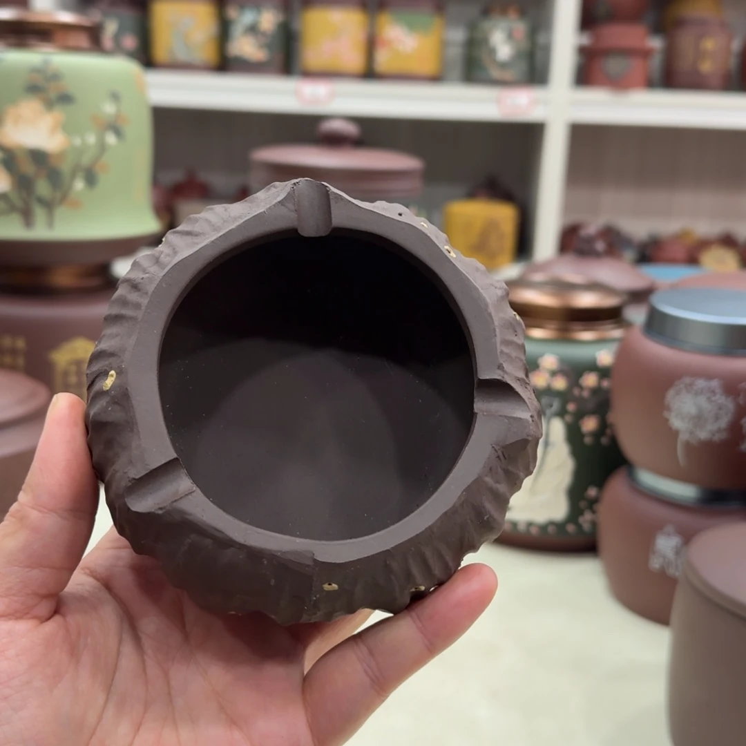 紫砂茶叶罐荷叶烟缸
