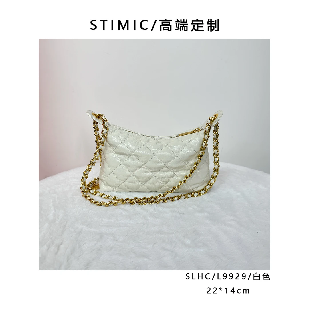 SLHC/L9929/白色高端订制手工蜡线女士时尚单肩轻奢斜挎包QC9929