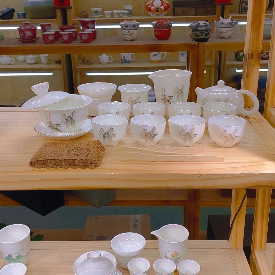 【不止】羊脂玉瓷茶具套装