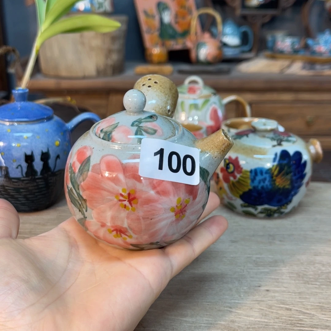 壶素浅陶瓷手工手绘