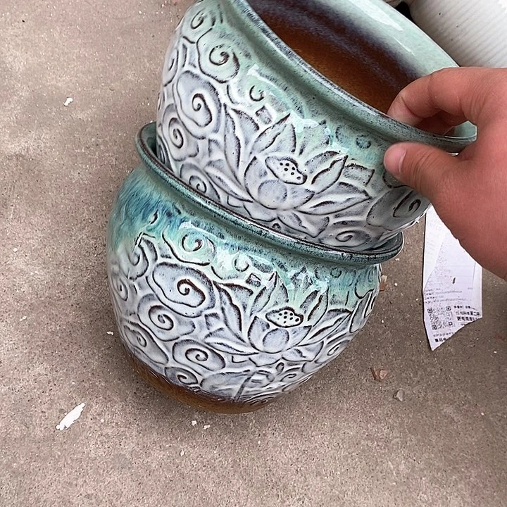 紫砂花盆瑕疵口20高16