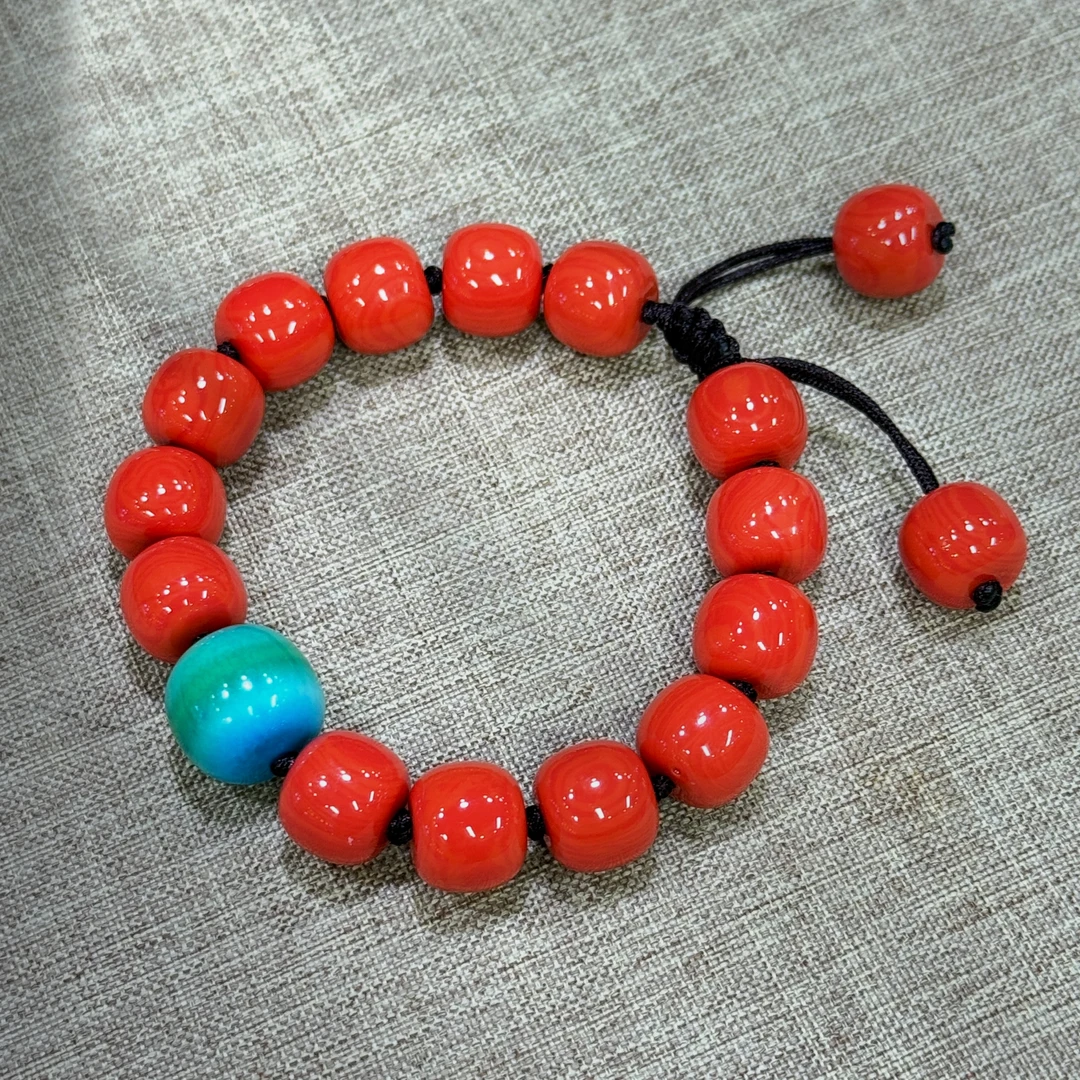 铜合金手链 20205陌陌深海珊姑娘桶珠手串