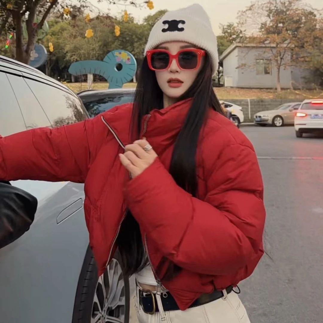 【C度笑笑力推】8628新品时尚小众立领90白鸭绒短款羽绒服