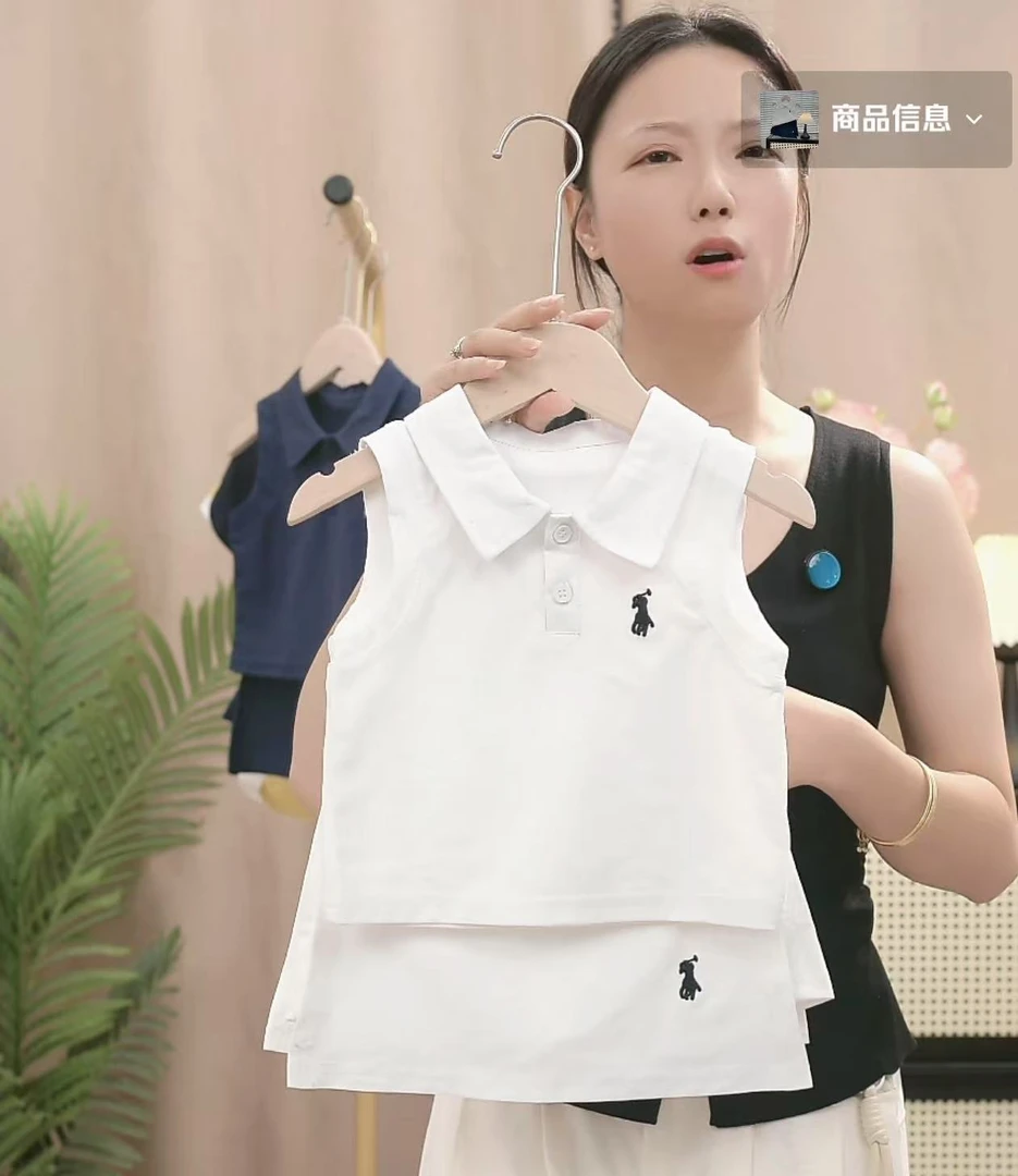 儿童套装2025夏女童小马标背心polo运动休闲两件套