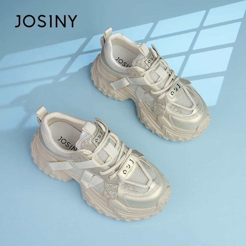 卓诗尼2025春夏季新款百搭厚底增高舒适户外通勤老爹鞋女鞋运动鞋