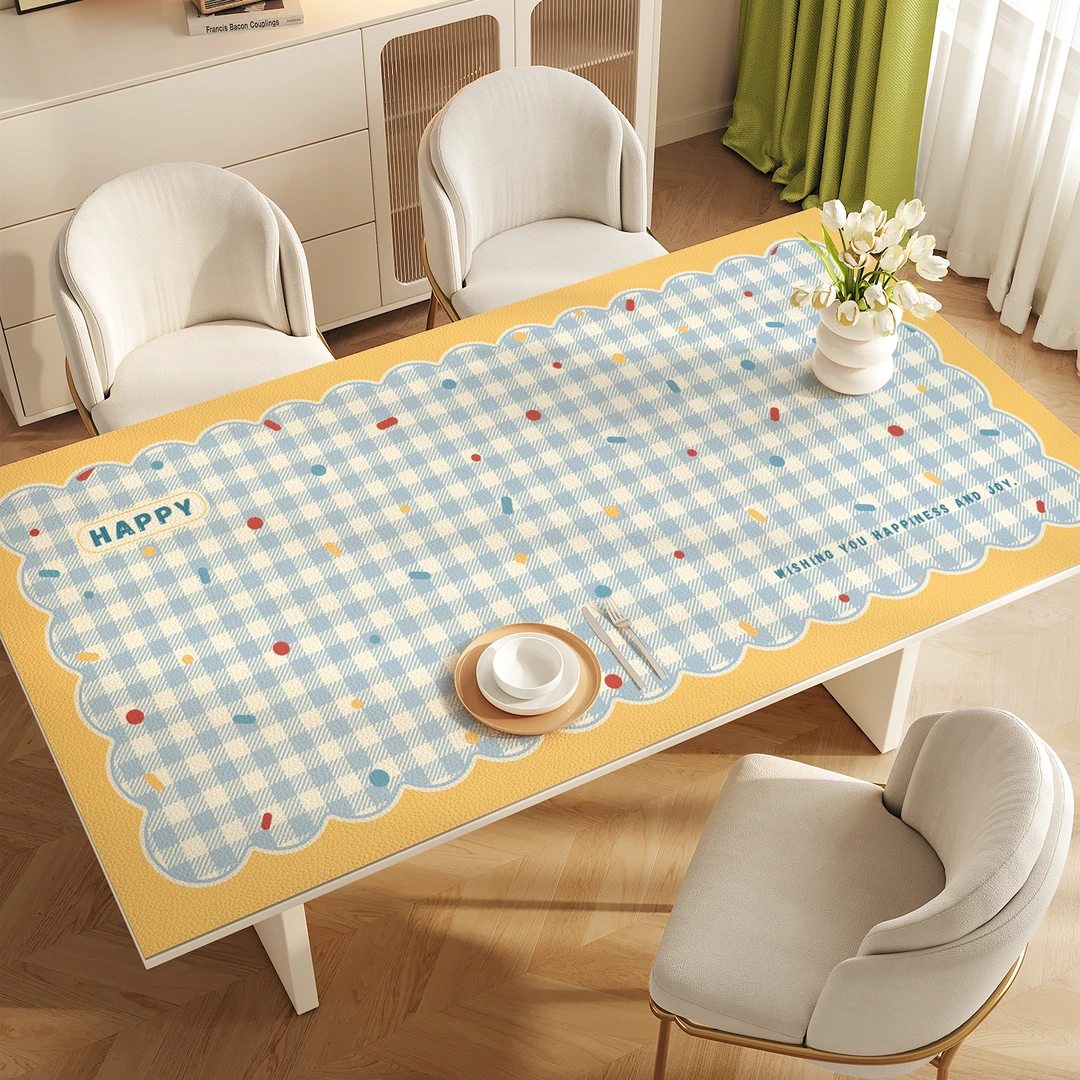 奶油风格子餐桌垫防油防水防烫茶几垫子隔热垫耐高温高级感桌布