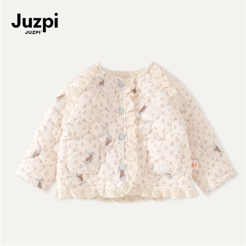 橘止皮·女童棉衣秋冬款满印碎花儿童娃娃衫开衫棉服外套QW259706