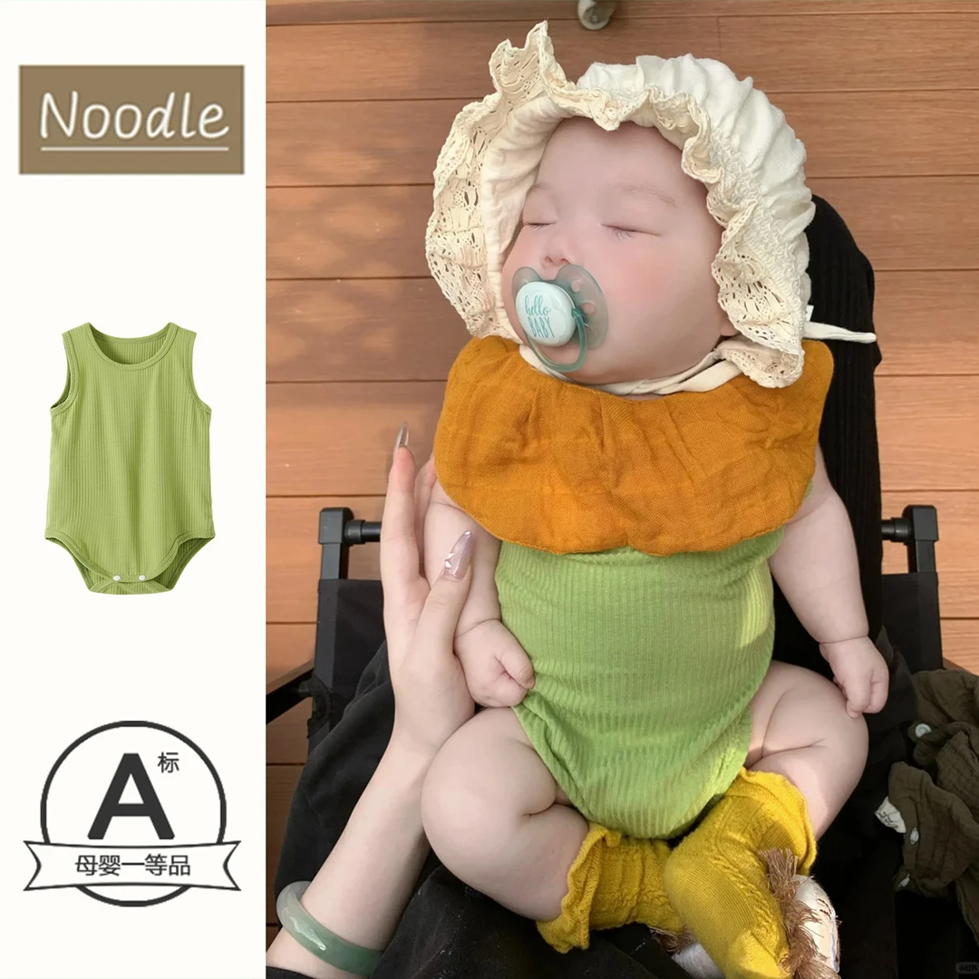 男女童衣服夏薄款连体衣婴儿莫代尔冰丝背心包屁衣爬服宝宝外出服