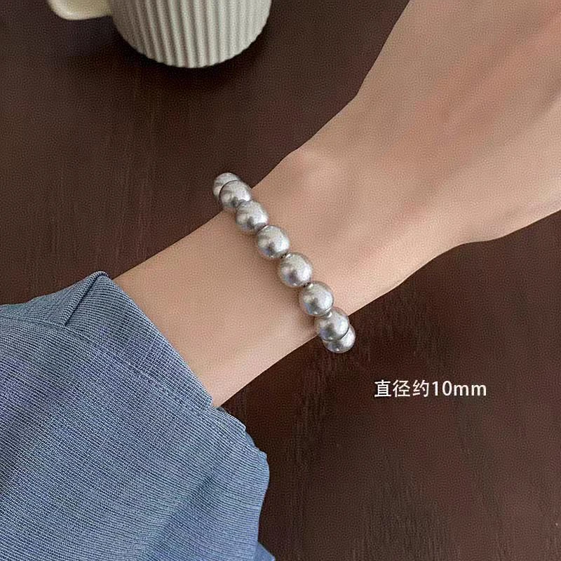 10MM 太空灰 全珠手链 元宝扣  1116