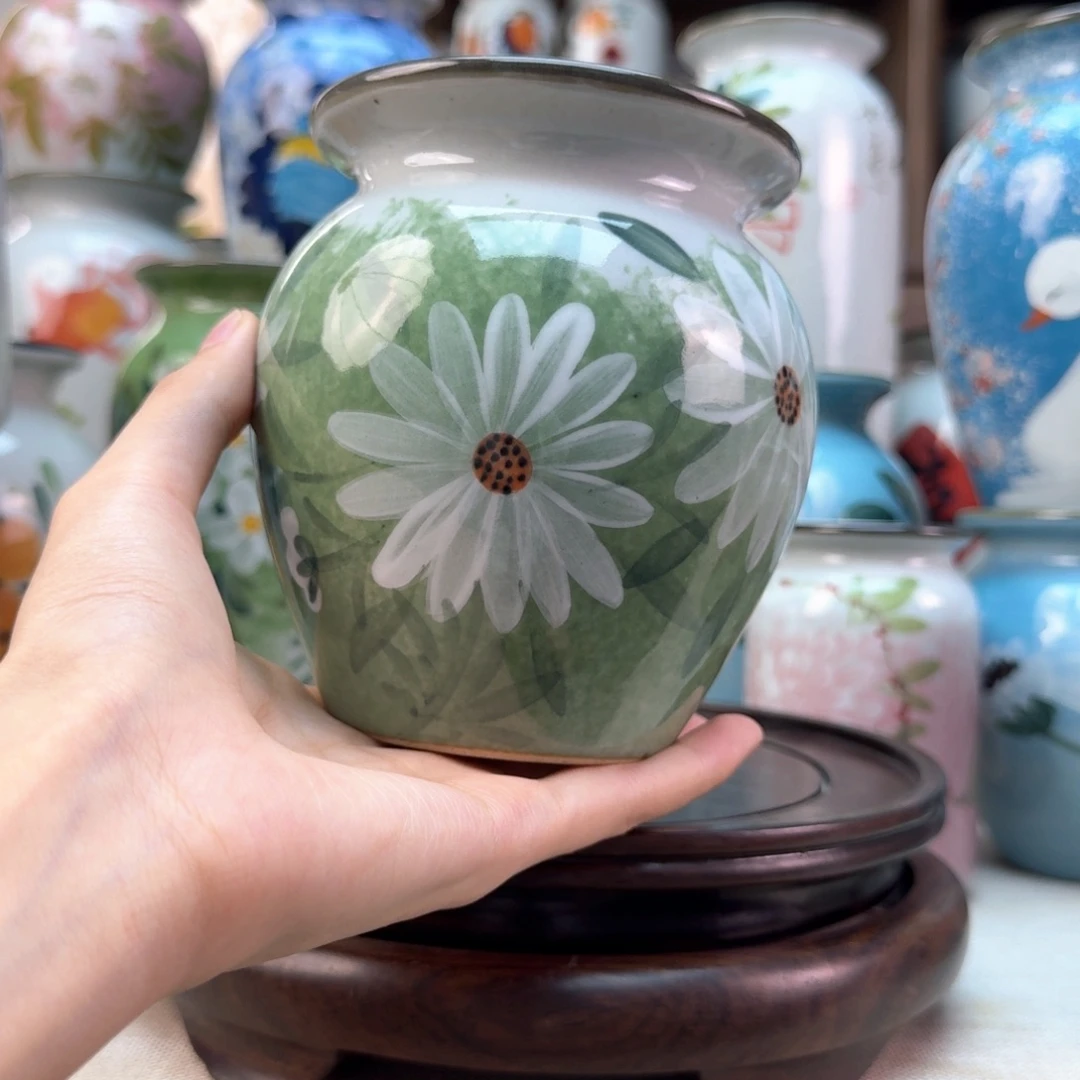 景德镇陶瓷手绘花瓶无孔