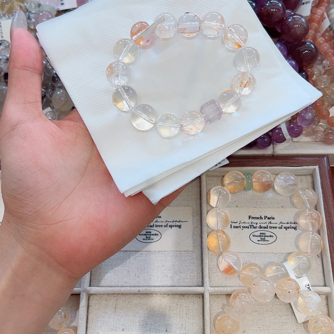 橘***汁水晶手链未镶嵌48小时鉴赏