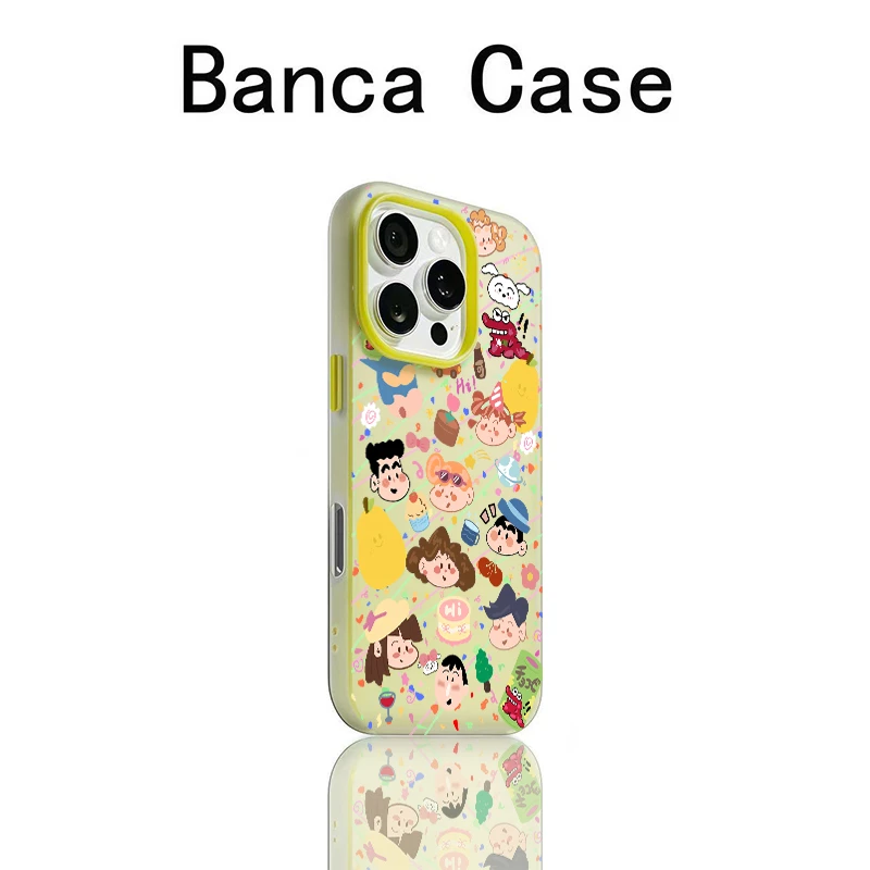 BANCA可爱小新一家适用苹果16/15果冻手机壳mate60华为P70小米14