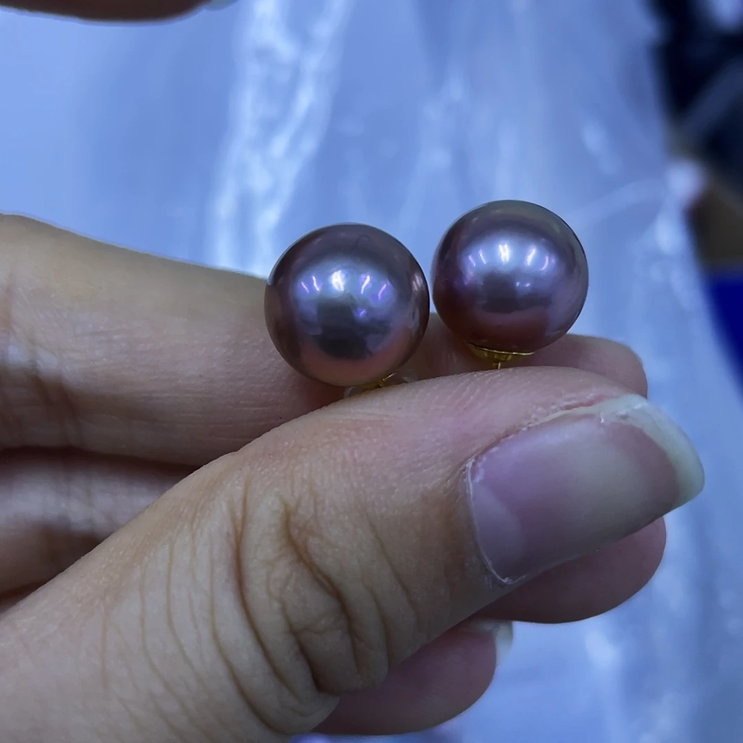 银S925镶嵌耳饰淡水珍珠