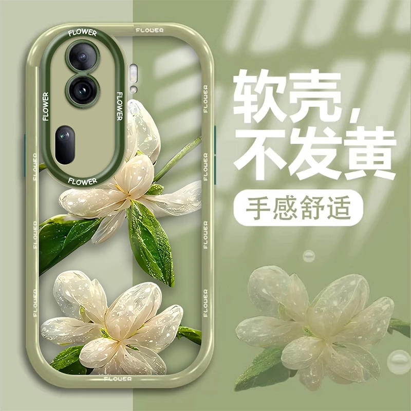 适用于OPPOReno11Pro手机壳水晶花新款奶油壳防摔软硅胶高级感