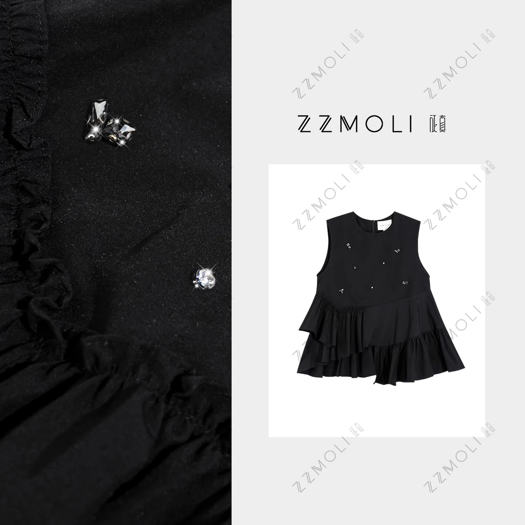 ZZMOLI重工钉钻时髦洋气小衫女款时尚气质小众无袖衣服ZBY82058f