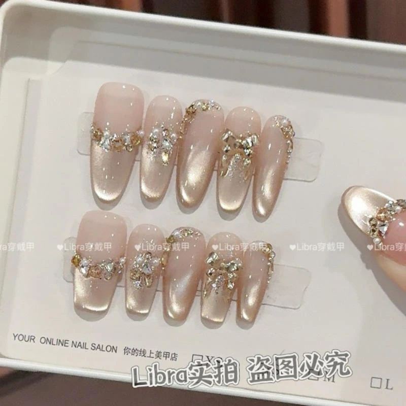 【鎏金蝶梦】纯手工高定猫眼手工穿戴甲气质美甲百搭仙女款