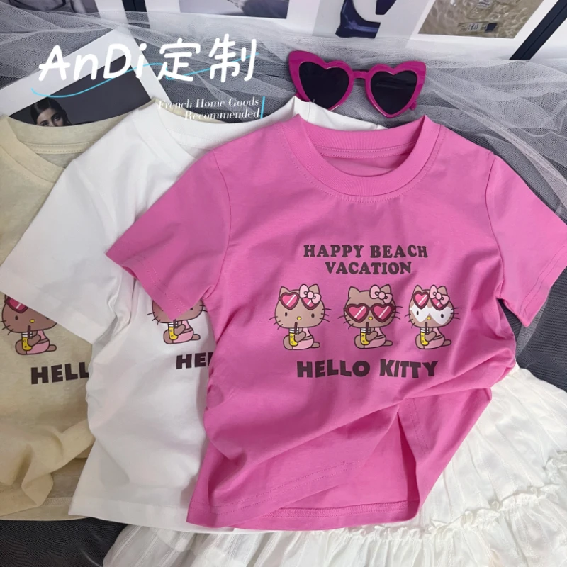 〖ANDI〗安迪订制女童夏季新款韩版卡通印花圆领短袖T恤4216