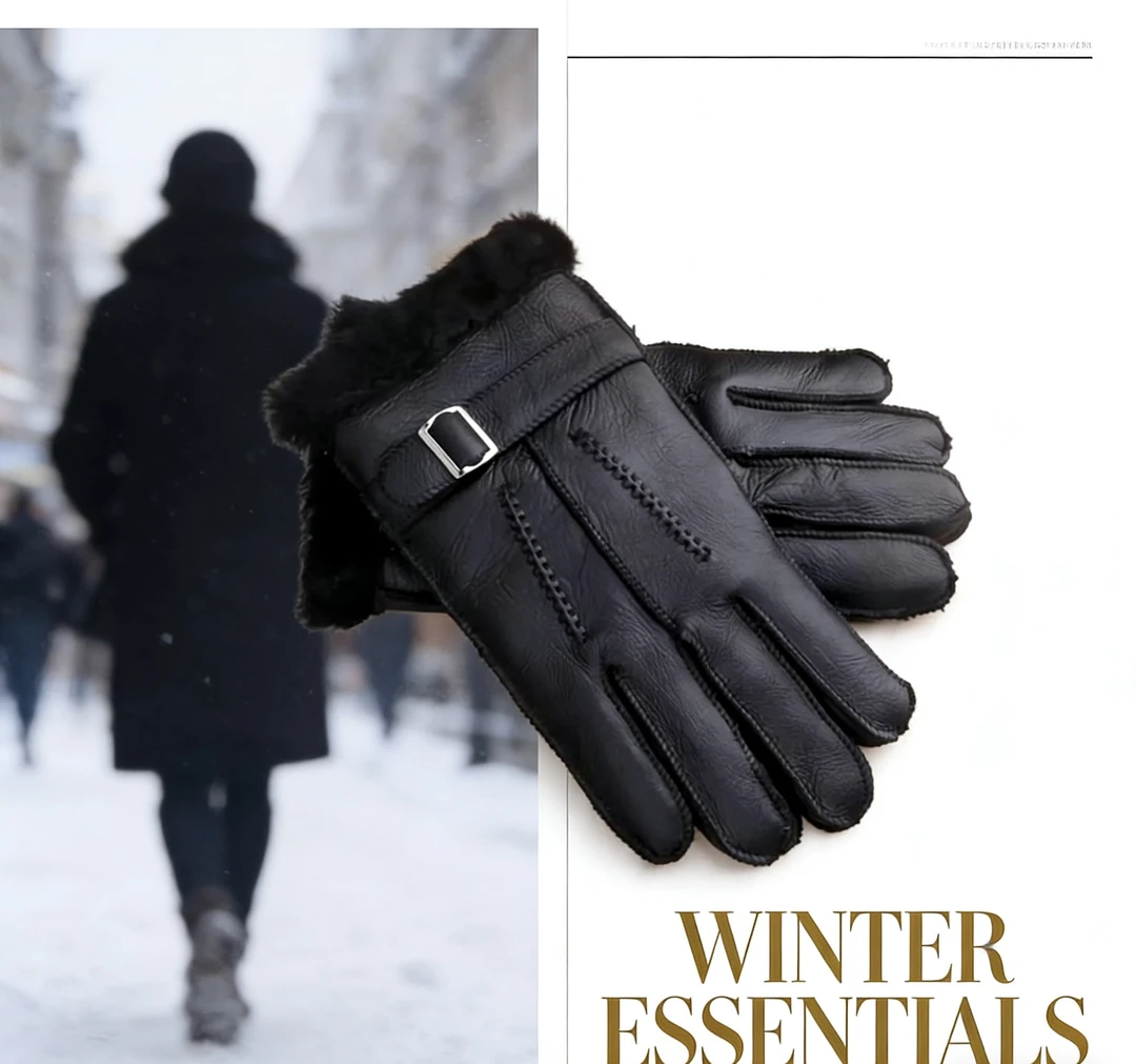 男女通用真毛一体加厚手套冬季防风防寒户外骑行保暖羊毛保暖礼物