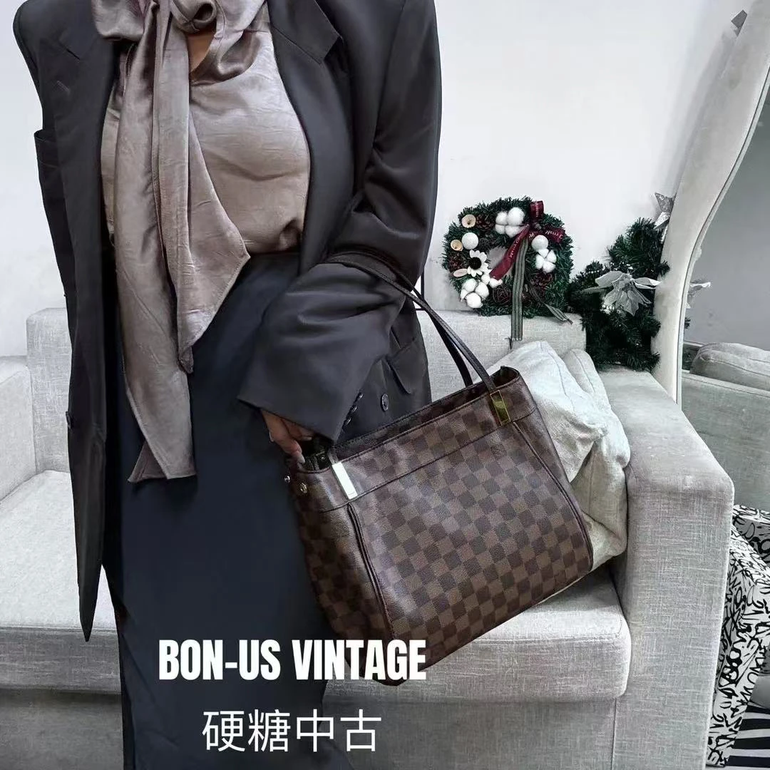 95新LouisVuitton/路易威登8613097/棋盘格托特包配皮换新