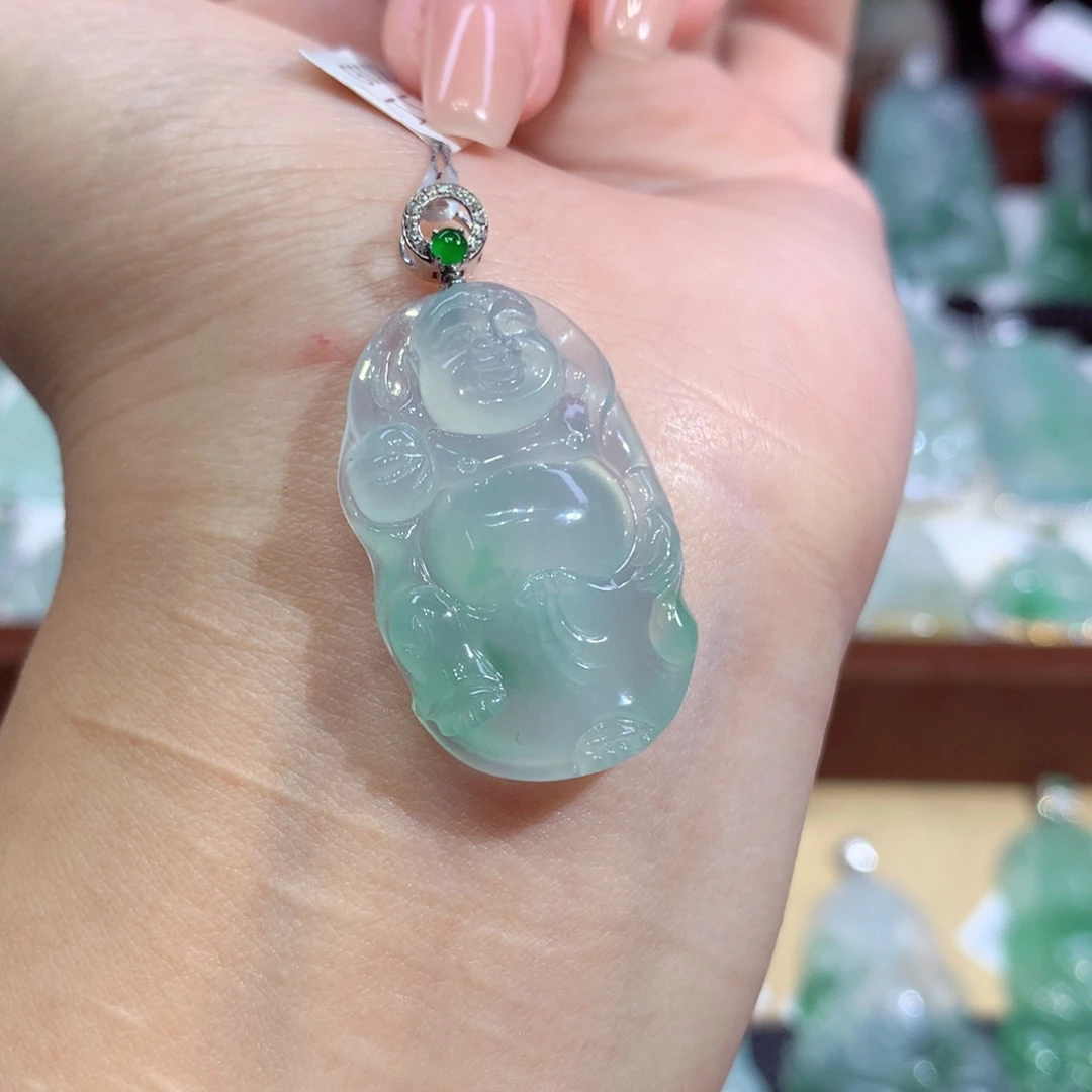 翡翠18K金镶嵌吊坠(不含链)