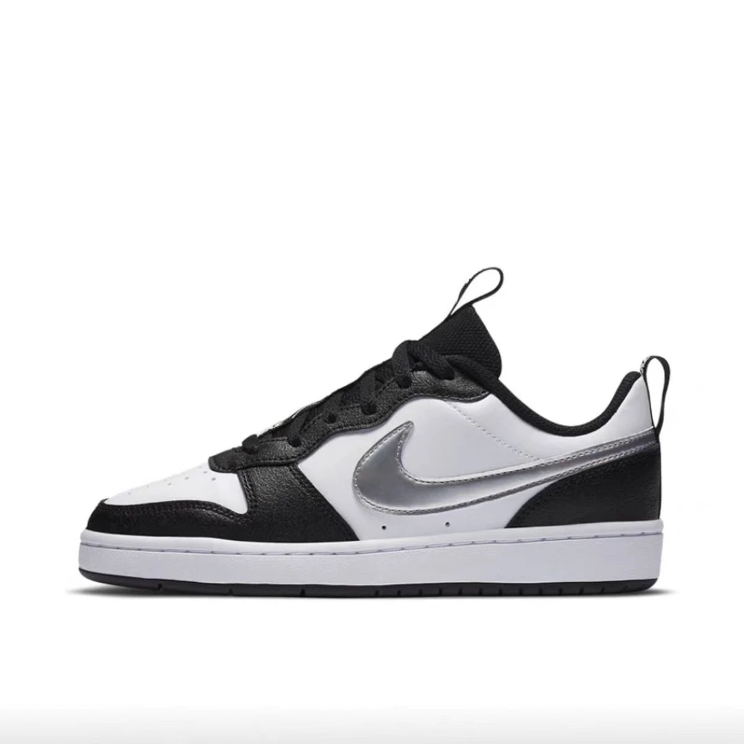 （断码清仓）Nike耐克Court Borough Low2黑白银女板鞋CT3964-100