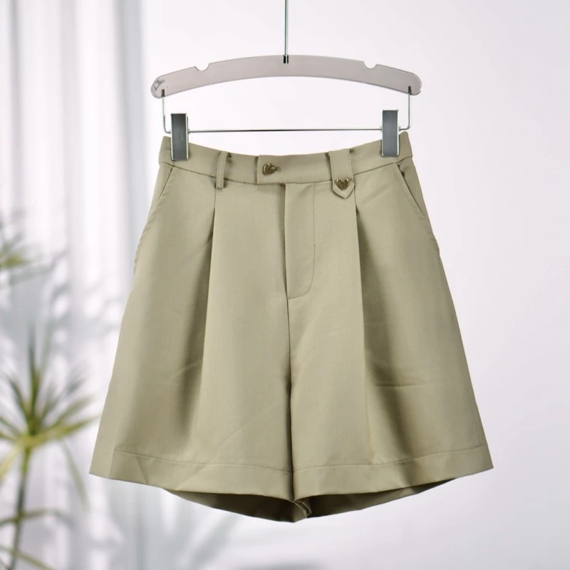 帕系列  S690  女装后腰松紧插袋短裤卡其8F3223007