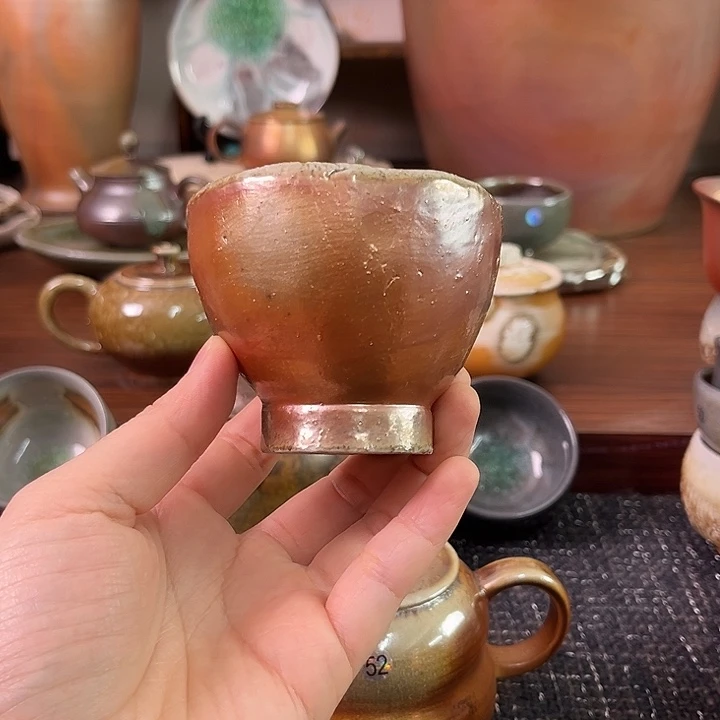 柴烧粗陶手捏主人杯