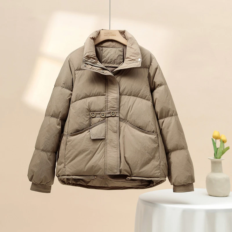 羽绒服女短款2024秋冬韩版立领宽松白鸭绒保暖百搭羽绒外套
