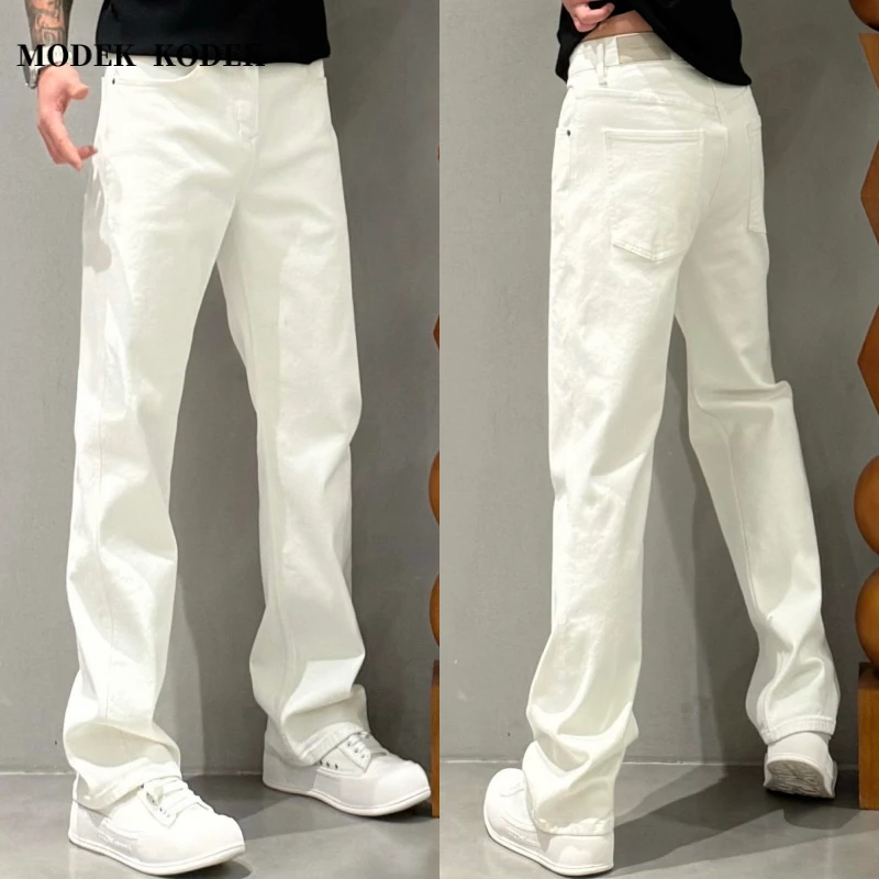 MODEK KODEK时尚潮牌休闲直筒宽松牛仔裤男士春夏季复古纯色长裤