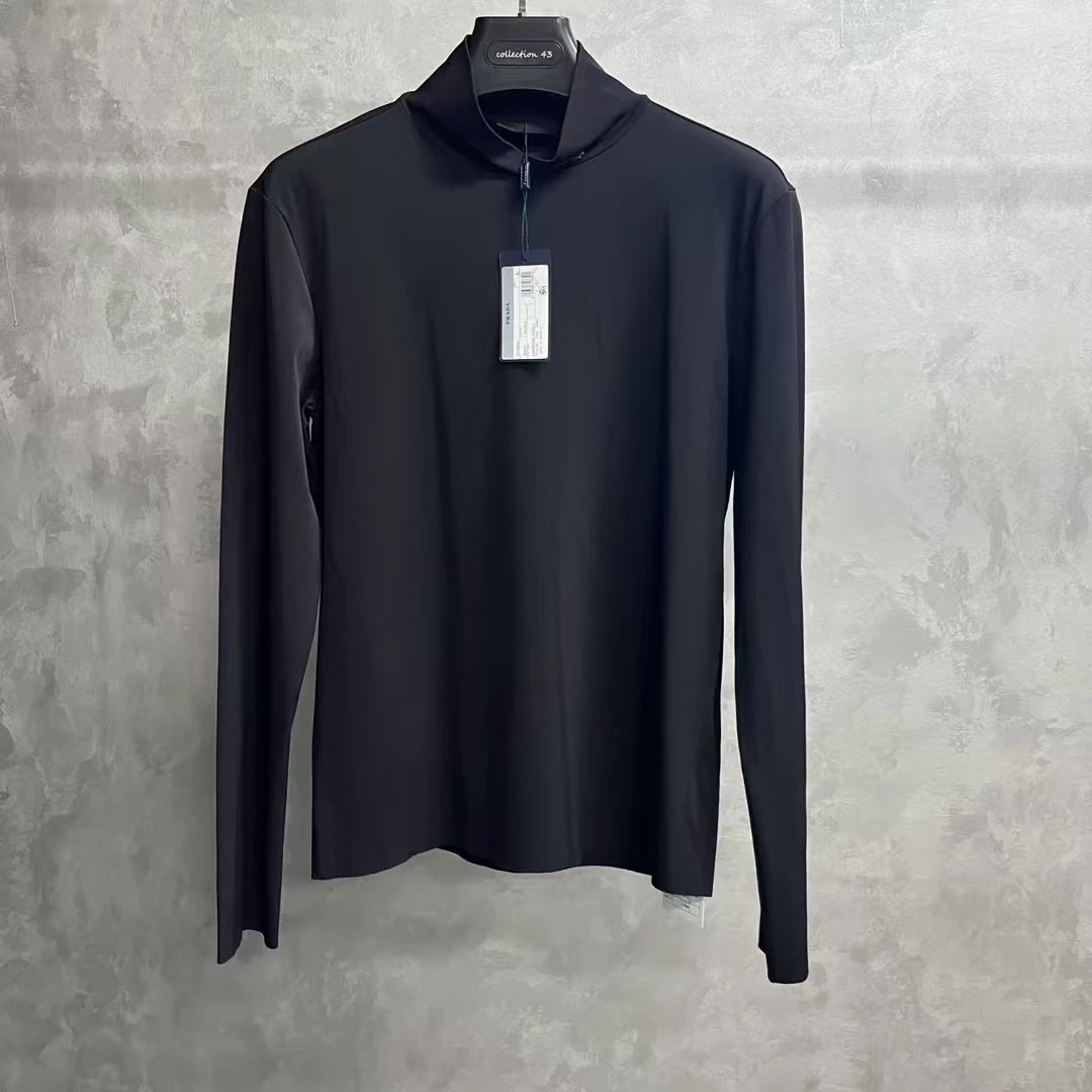 未使用 Prada/普拉达 黑色纯色金属三角标长袖卫衣/l