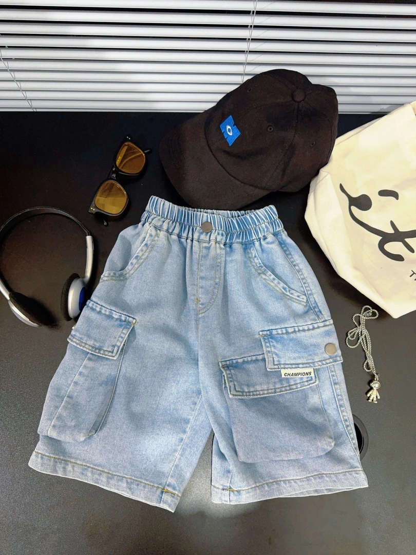 2025柔软舒适儿童牛仔中裤夏季新款潮流百搭