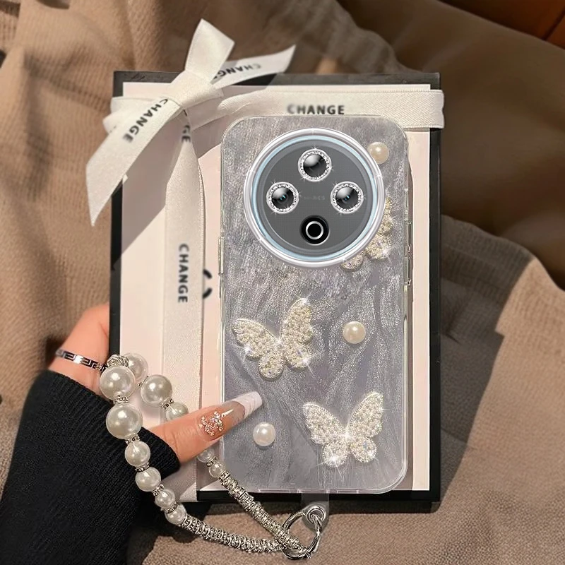 自带镜头膜VIVOY500手机壳立体珍珠蝴蝶Y500羽纱V2506A软壳全包5G