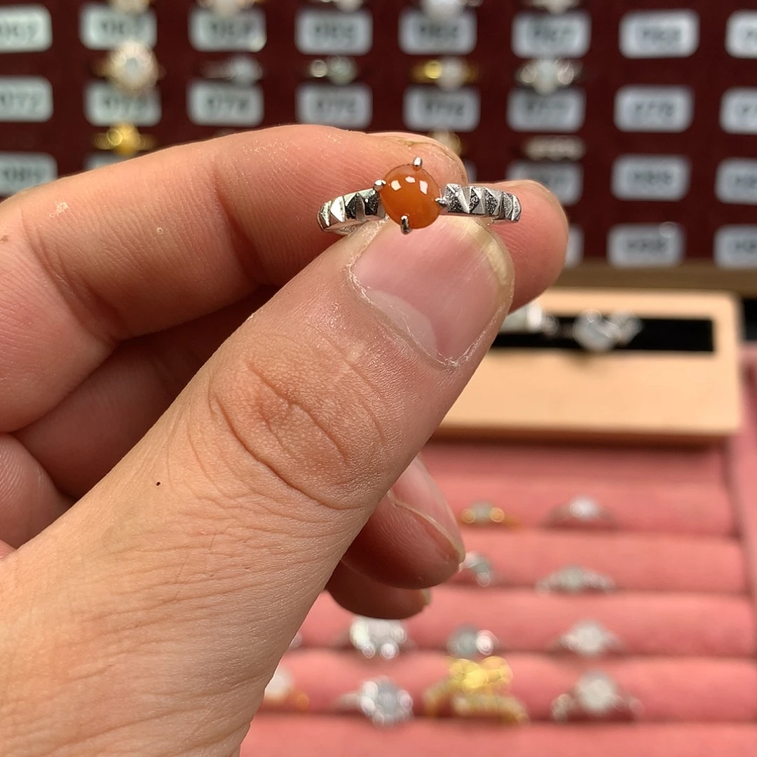 小***妮翡翠银S925镶嵌戒指273