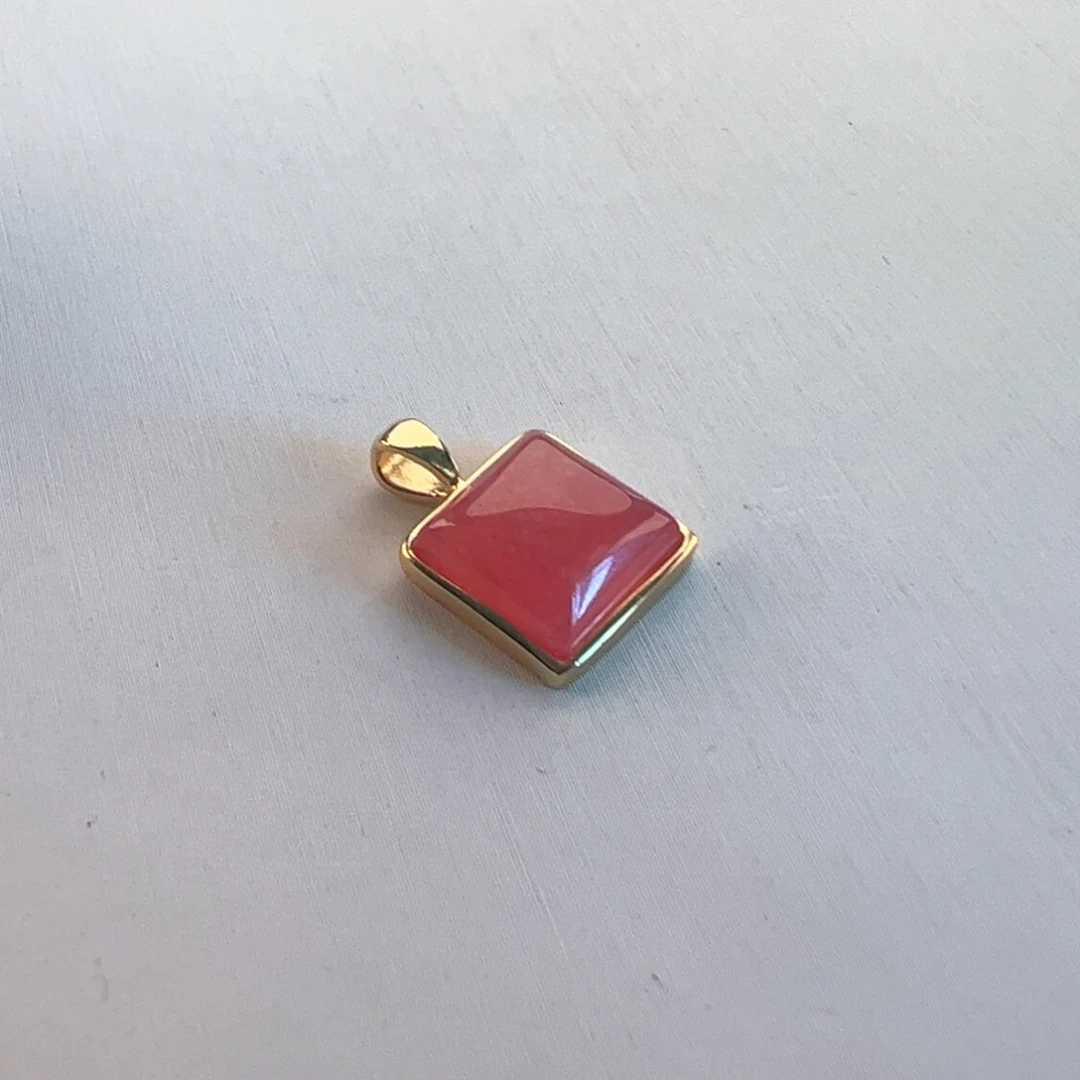 菱锰矿（红纹石）银S925镶嵌吊坠(赠链)